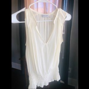Ramy Brook Cream Soft Sleeveless Smocked Blouse